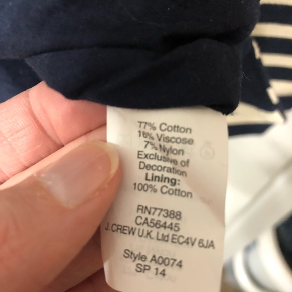 J. Crew Navy/Cream Striped Top w/ Decorative Neck - Picture 4 of 4